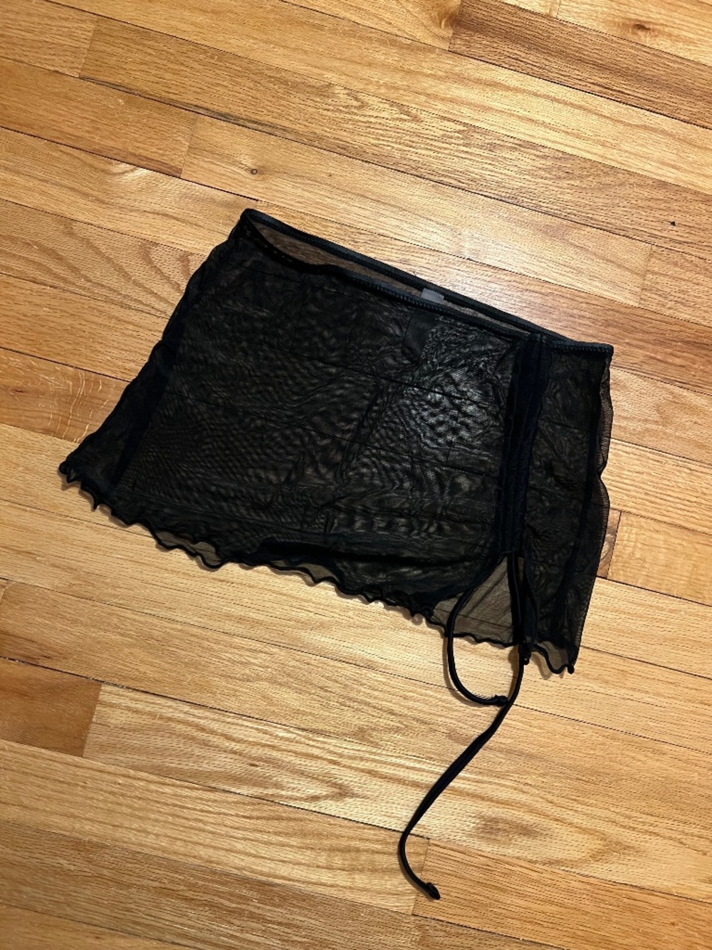 Black Mesh Mini Skirt